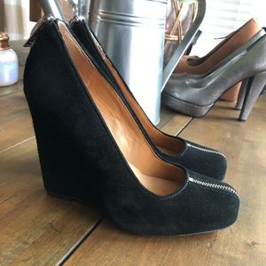 Michael Kors black suede wedge closed toe zipper